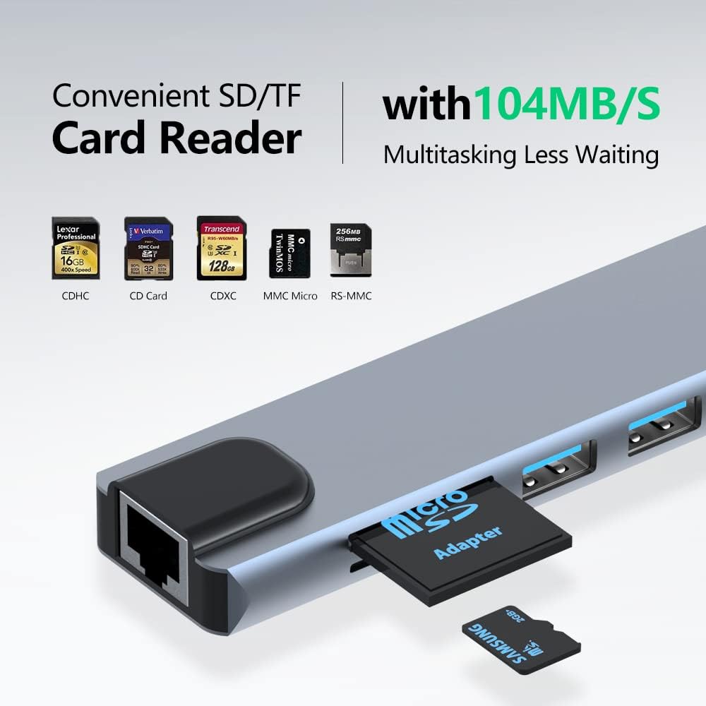 8in1 Hub USB-C To Type-C USB 3.0 4K HDMI RJ45 Ethernet SD TF OTG PD Port Adapter - Image 6