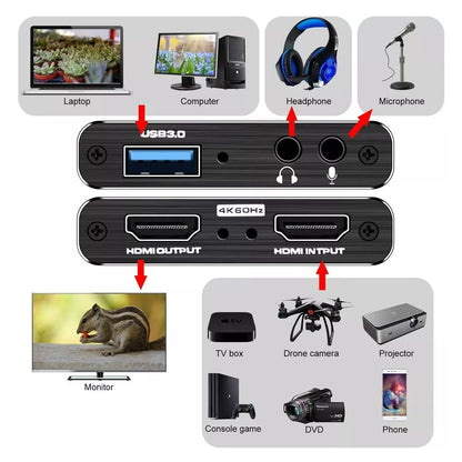 4K 1080P 60FPS HDMI to USB 3.0 Video Capture Card For PS4/PC/OBS Nintendo Switch - Image 3