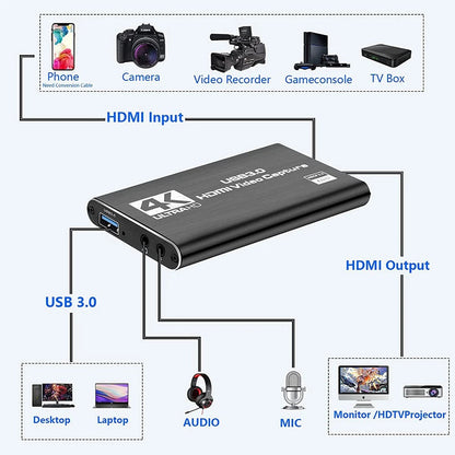 4K 1080P 60FPS HDMI to USB 3.0 Video Capture Card For PS4/PC/OBS Nintendo Switch - Image 9