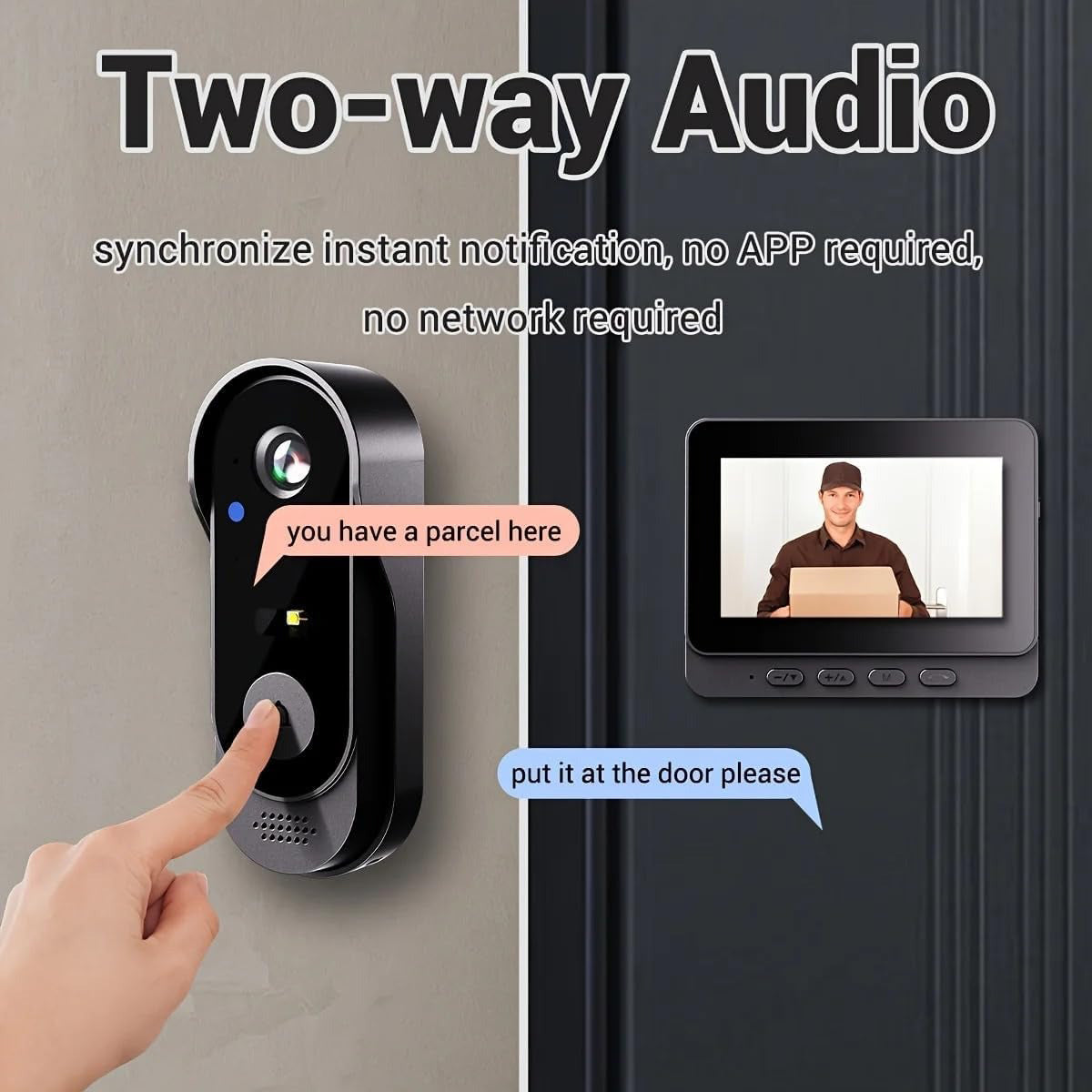 Smart Wireless Video Doorbell with 4.3" Screen HD 8MP Camera Night VisionTwo-Way Audio IP65 - Image 4