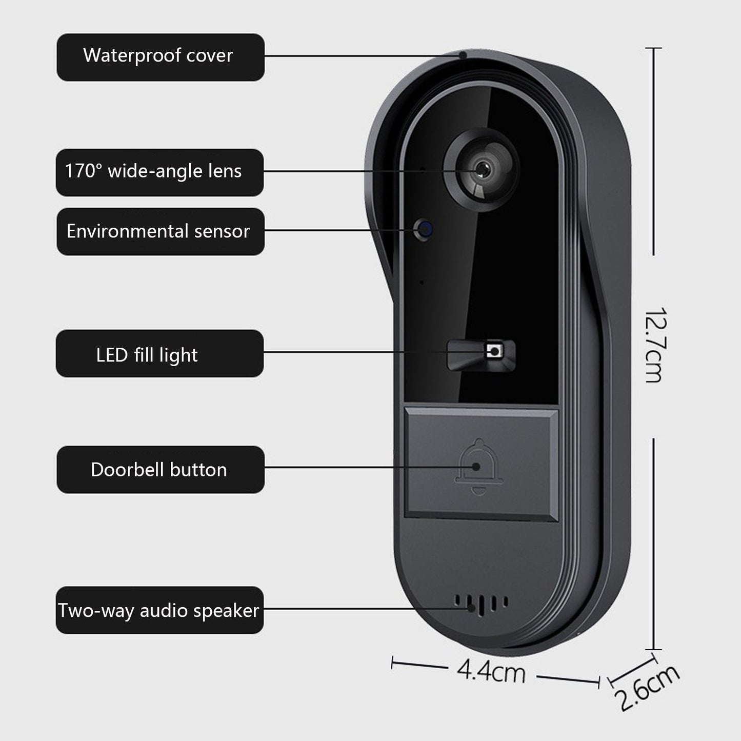 Smart Wireless Video Doorbell with 4.3" Screen HD 8MP Camera Night VisionTwo-Way Audio IP65 - Image 5