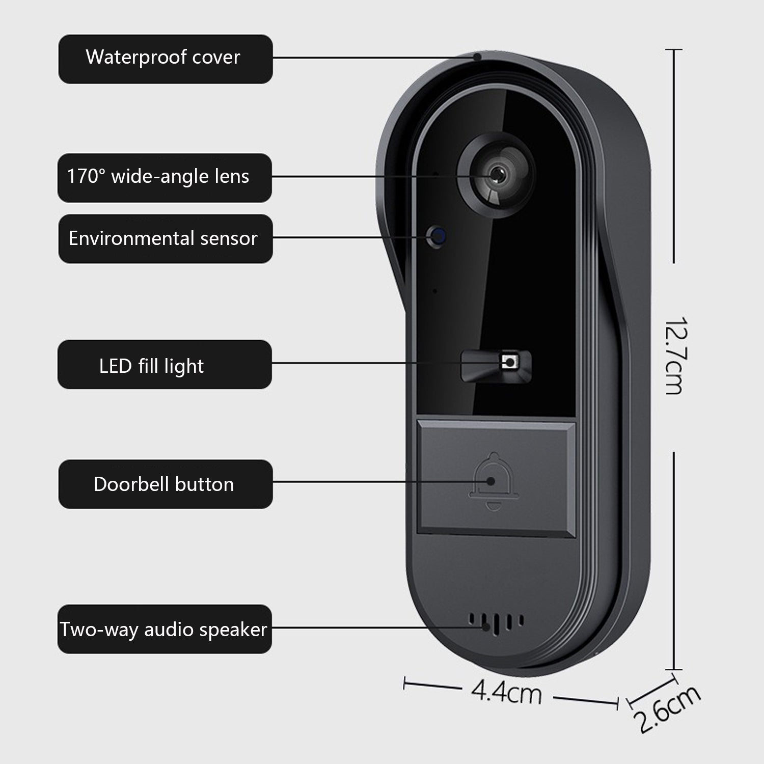 Smart Wireless Video Doorbell with 4.3" Screen HD 8MP Camera Night VisionTwo-Way Audio IP65 - Image 5