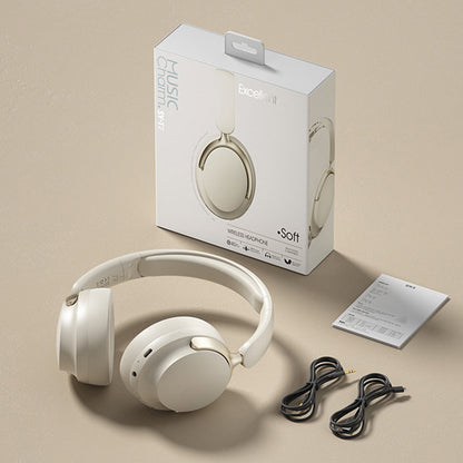 JR SY-T7 Bluetooth 5.4 Over-Ear Headset Wireless Headphones with Noise Cancelling Mic (Beige) - Image 9