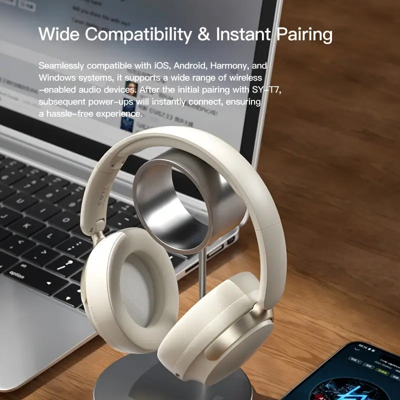 JR SY-T7 Bluetooth 5.4 Over-Ear Headset Wireless Headphones with Noise Cancelling Mic (Light Blue) - Image 8