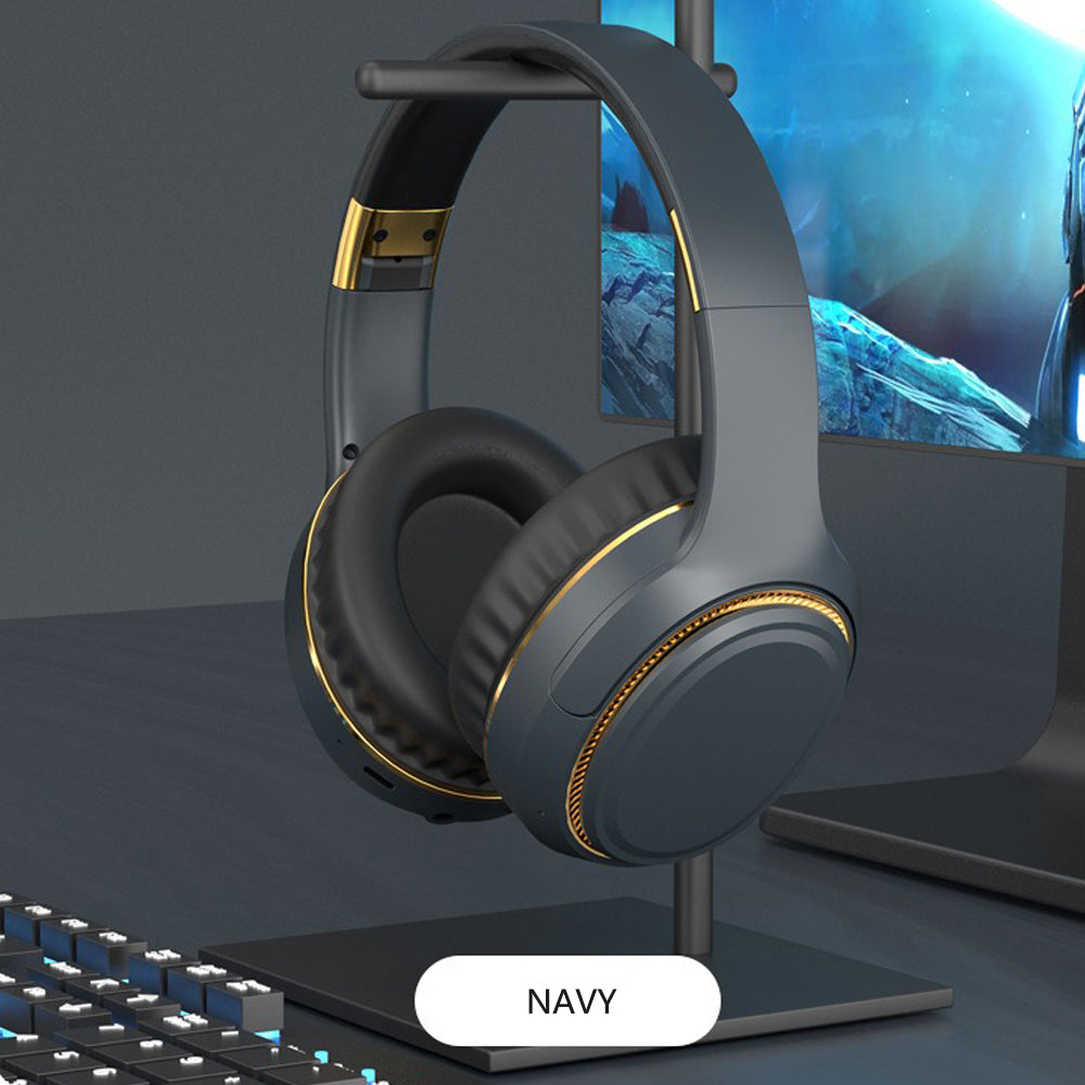 JR H6 Foldable Bluetooth 5.3 Wireless Headphone Over Ear Active Noise Cancelling Deep Bass Headset (Navy Blue) - Image 8