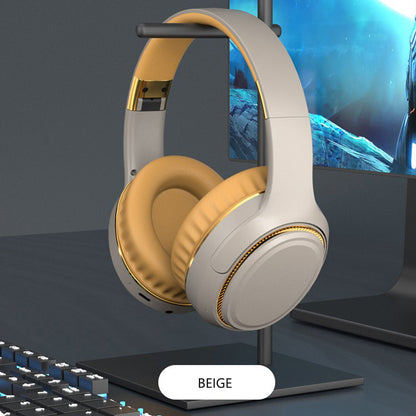 JR H6 Foldable Bluetooth 5.3 Wireless Headphone Over Ear Active Noise Cancelling Deep Bass Headset (Beige) - Image 8