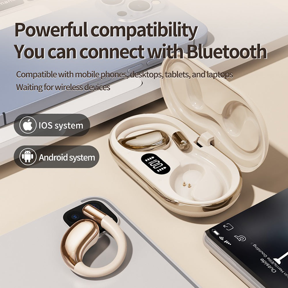 Wireless Earhook Sports Headphones Open-Ear Bluetooth 5.4 Sweat-Resistant Earphones (Beige) - Image 3