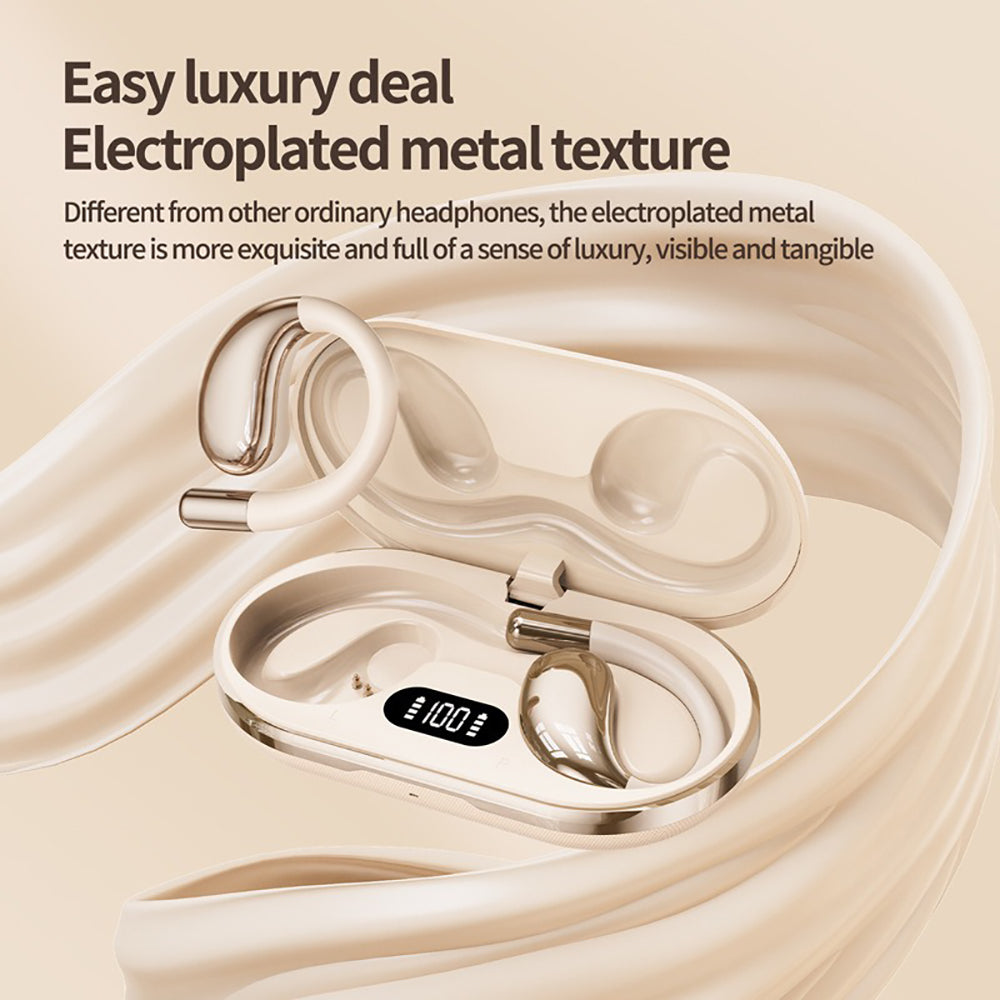 Wireless Earhook Sports Headphones Open-Ear Bluetooth 5.4 Sweat-Resistant Earphones (Beige) - Image 6