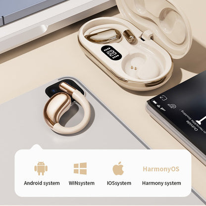 Wireless Earhook Sports Headphones Open-Ear Bluetooth 5.4 Sweat-Resistant Earphones (Beige) - Image 7