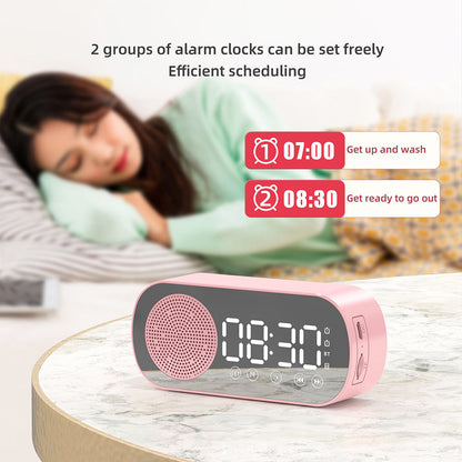 Wireless Bluetooth Speaker Alarm Clock Music Radio Player Timer Hands-Free Calling (White) - Image 5