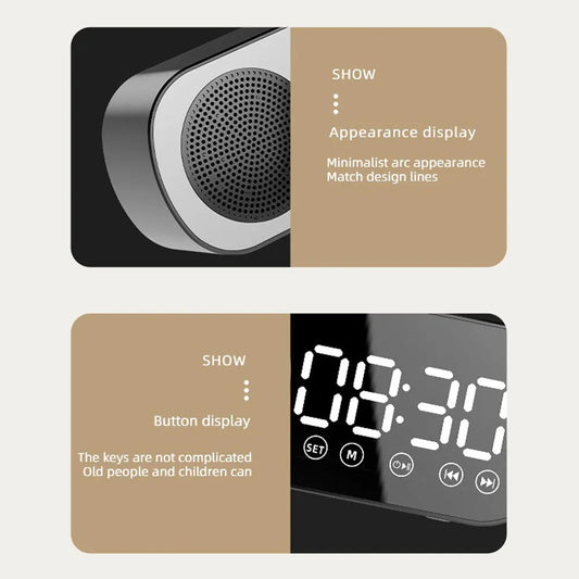 Wireless Bluetooth Speaker Alarm Clock Music Radio Player Timer Hands-Free Calling (White) - Image 7