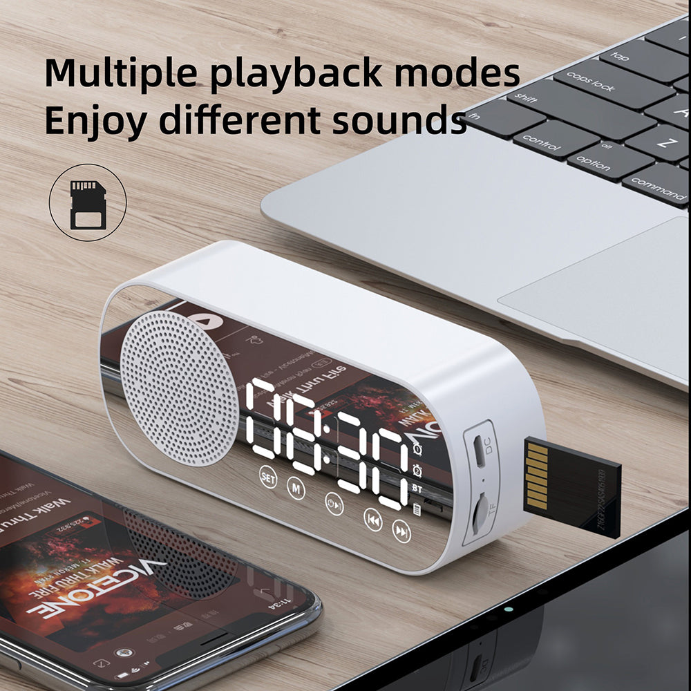 Wireless Bluetooth Speaker Alarm Clock Music Radio Player Timer Hands-Free Calling (Pink) - Image 4