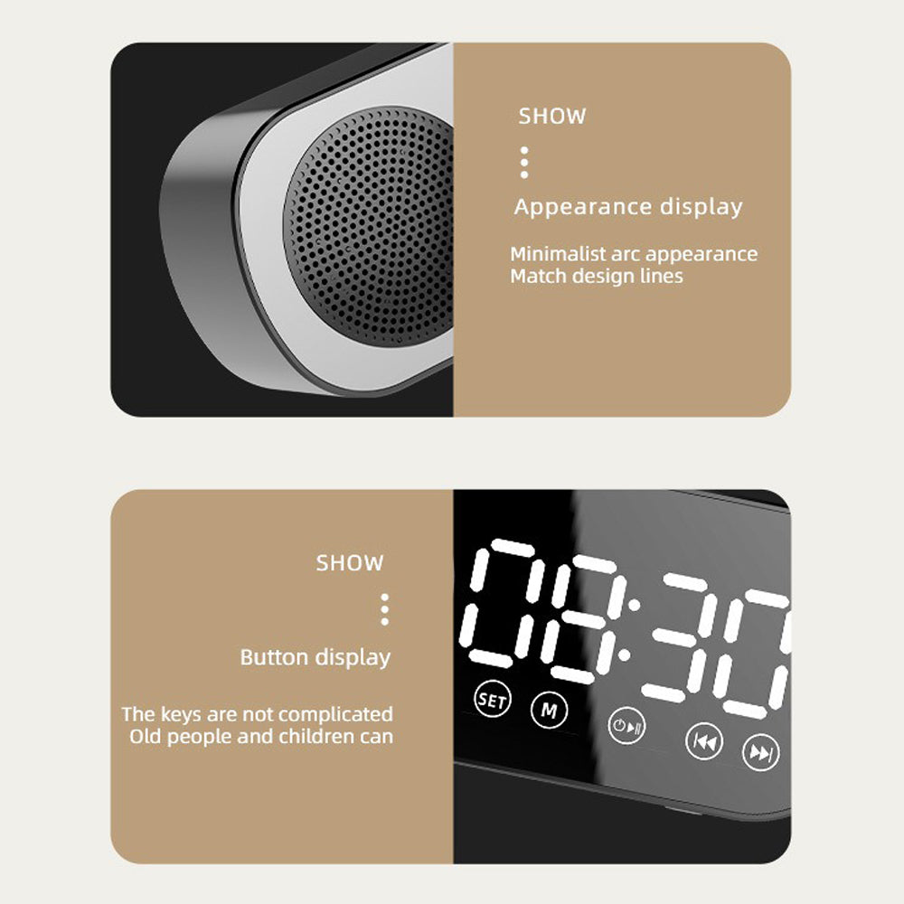 Wireless Bluetooth Speaker Alarm Clock Music Radio Player Timer Hands-Free Calling (Pink) - Image 7