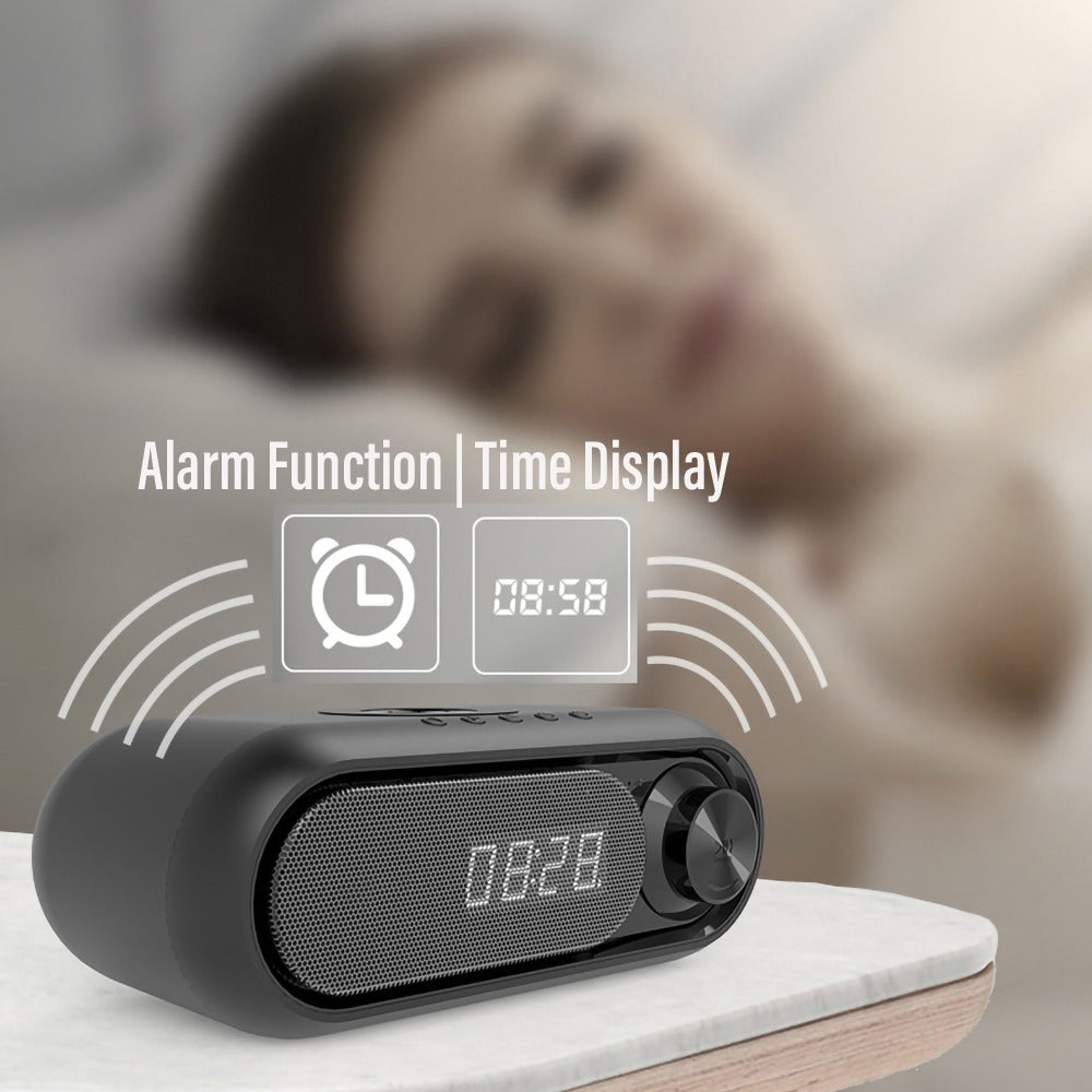Bluetooth Speaker with 15W Wireless Charger Digital Alarm Clocks FM Radio Music Player (White) - Image 4