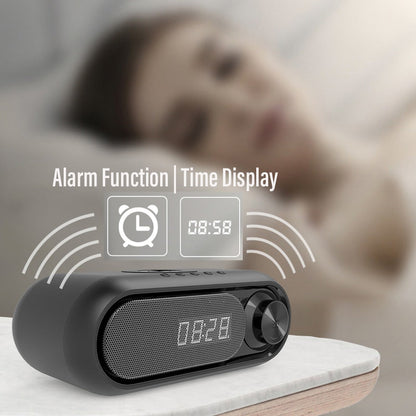 Bluetooth Speaker with 15W Wireless Charger Digital Alarm Clocks FM Radio Music Player (White) - Image 4
