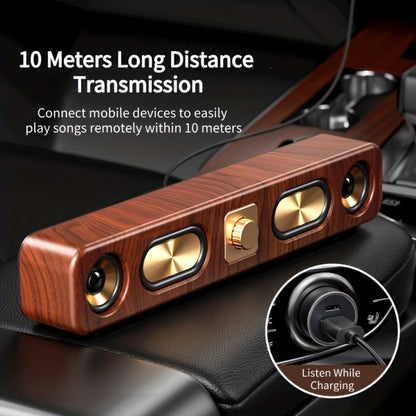 Retro Wood Grain Wireless Bluetooth Speaker Soundbar Deep Bass USB/TF/AUX Inputs - Image 8