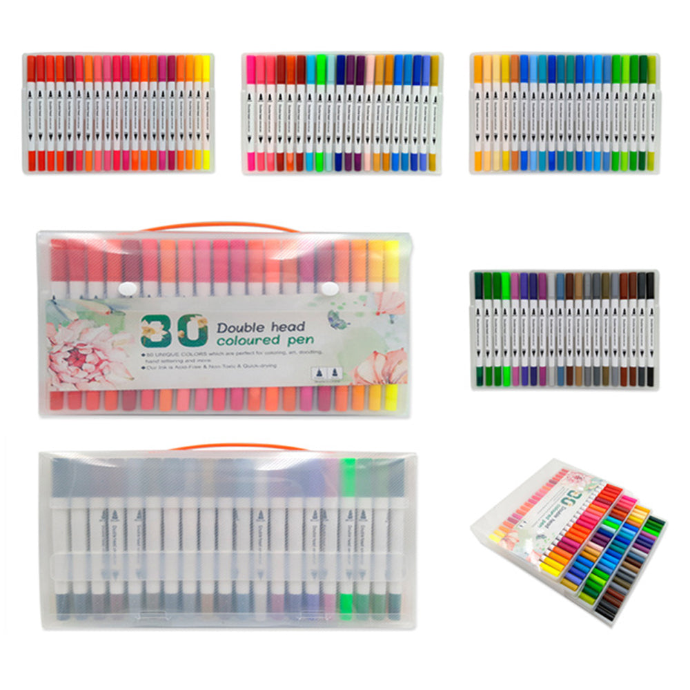 60 Unique Colors Double Head Acid- Free Non-Toxic Coloured Pens - Image 2