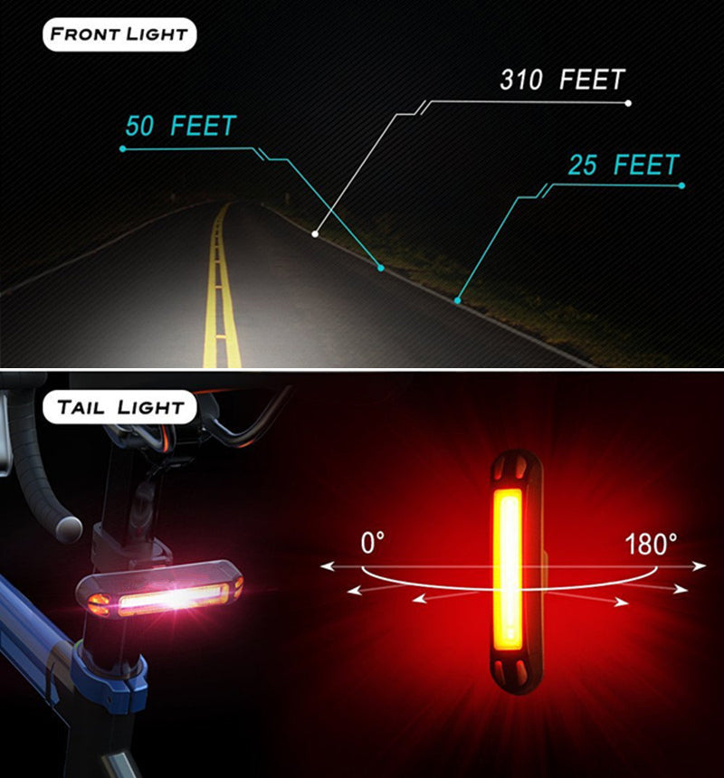 Rechargeable LED Bicycle Light USB Waterproof Cycle Headlight-Taillight Combinations - Image 4
