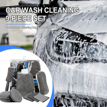 Car Cleaning Sponge Towel Brushe Set 9Pcs Car Wash Kits Cleaning Tools Set - Image 3