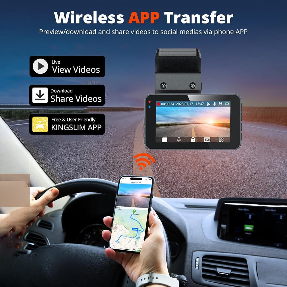 4K+2.5K Dual Dash Cam with WiFi GPS ADAS, Front and Rear Car Camera Recorder with 32GB Card - Image 2