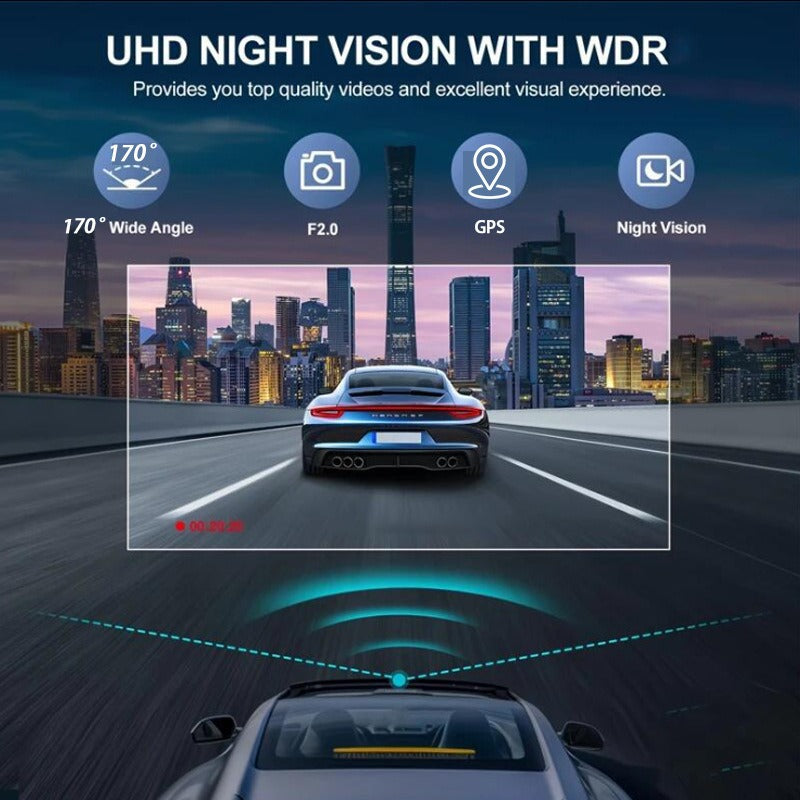 4K+2.5K Dual Dash Cam with WiFi GPS ADAS, Front and Rear Car Camera Recorder with 32GB Card - Image 3
