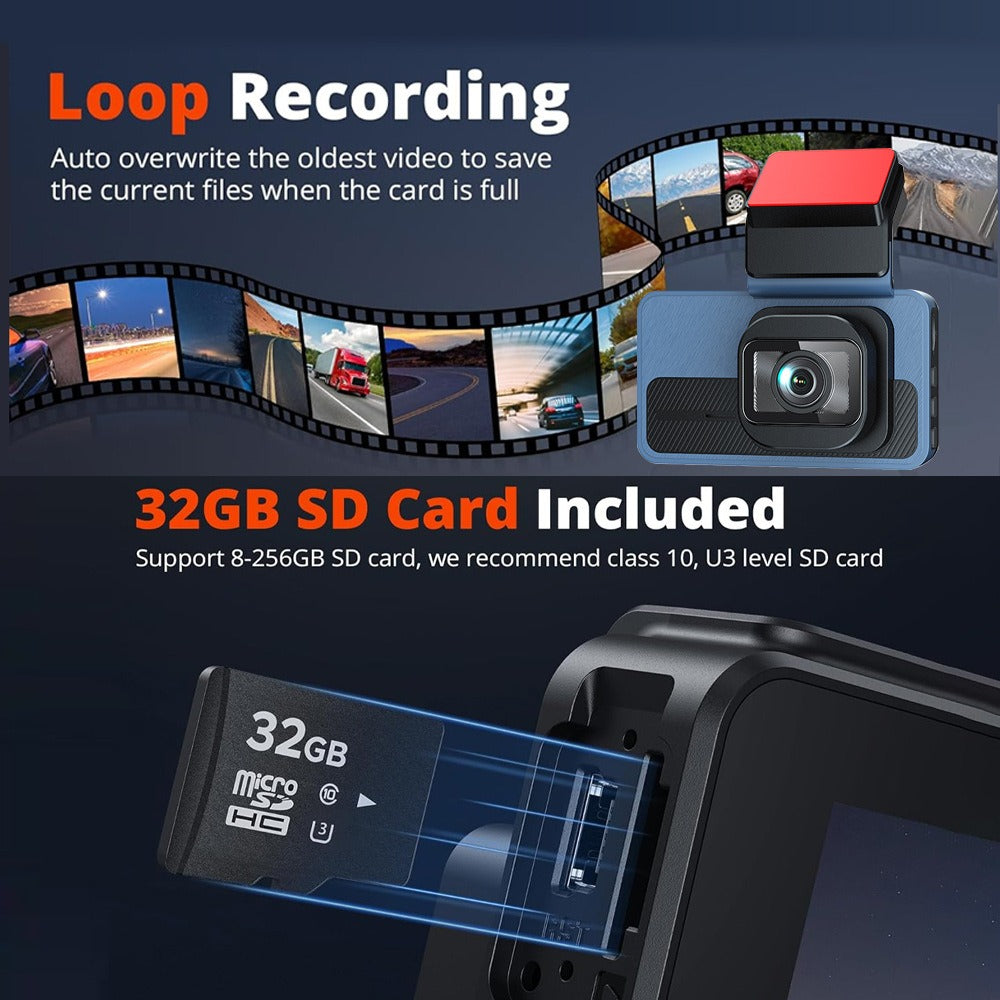4K+2.5K Dual Dash Cam with WiFi GPS ADAS, Front and Rear Car Camera Recorder with 32GB Card - Image 4