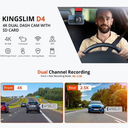 4K+2.5K Dual Dash Cam with WiFi GPS ADAS, Front and Rear Car Camera Recorder with 32GB Card - Image 7