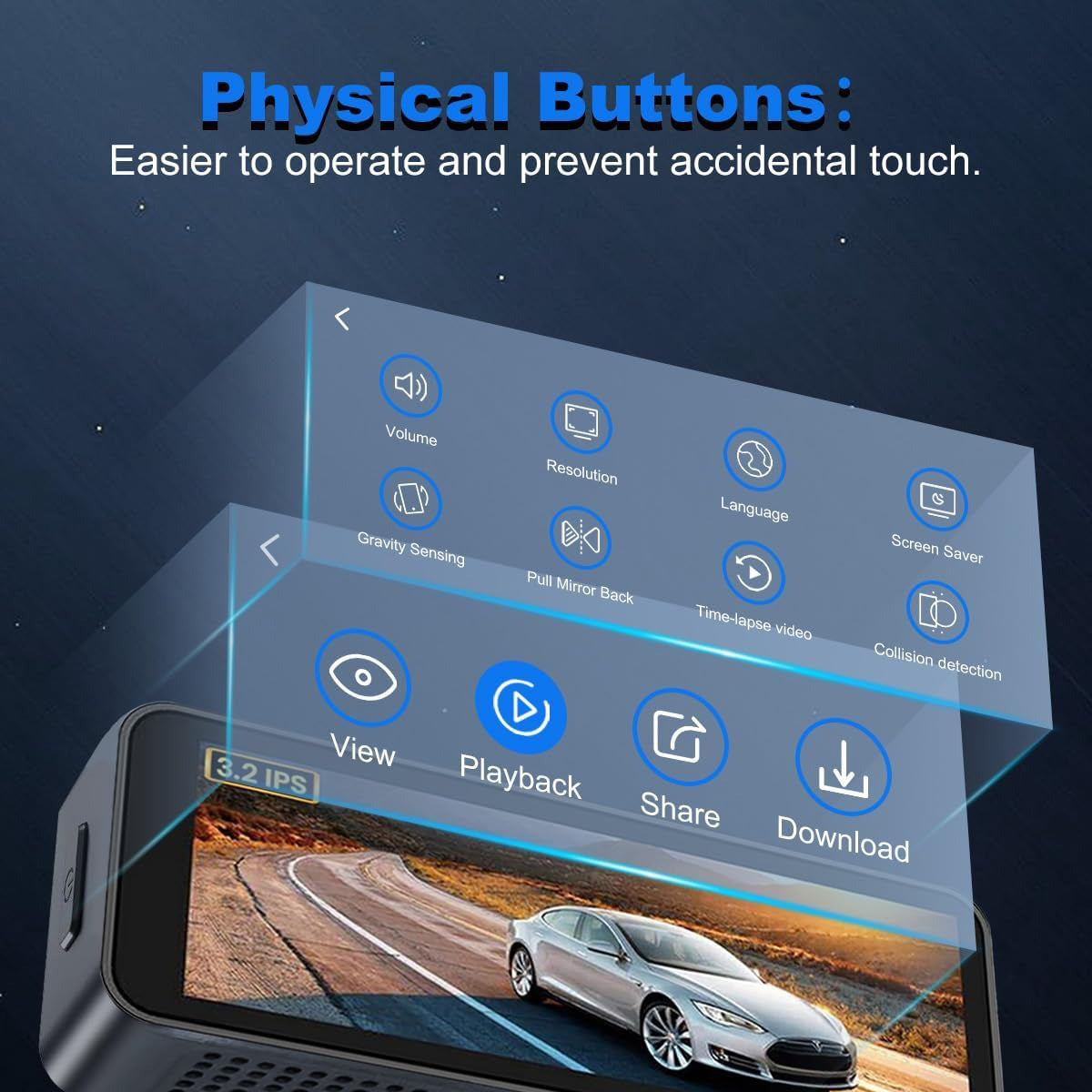 4K Wifi Dash Cam Front, 1080P In-Car Rear Dual Recording with GPS 64GB Card - Image 5
