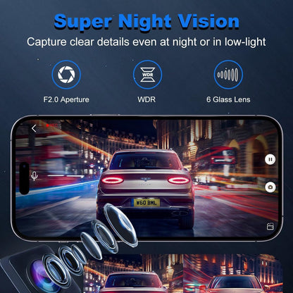 4K Wifi Dash Cam Front, 1080P In-Car Rear Dual Recording with GPS 64GB Card - Image 8