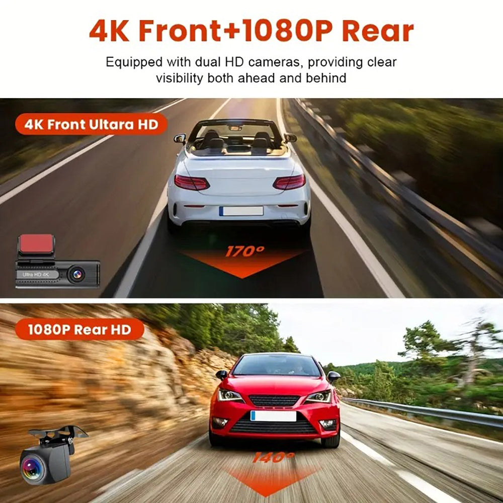4K WiFi Car Dash Cam Dual Lens Wide Angle IPS Screen Night Vision Recording with 32GB Card - Image 3
