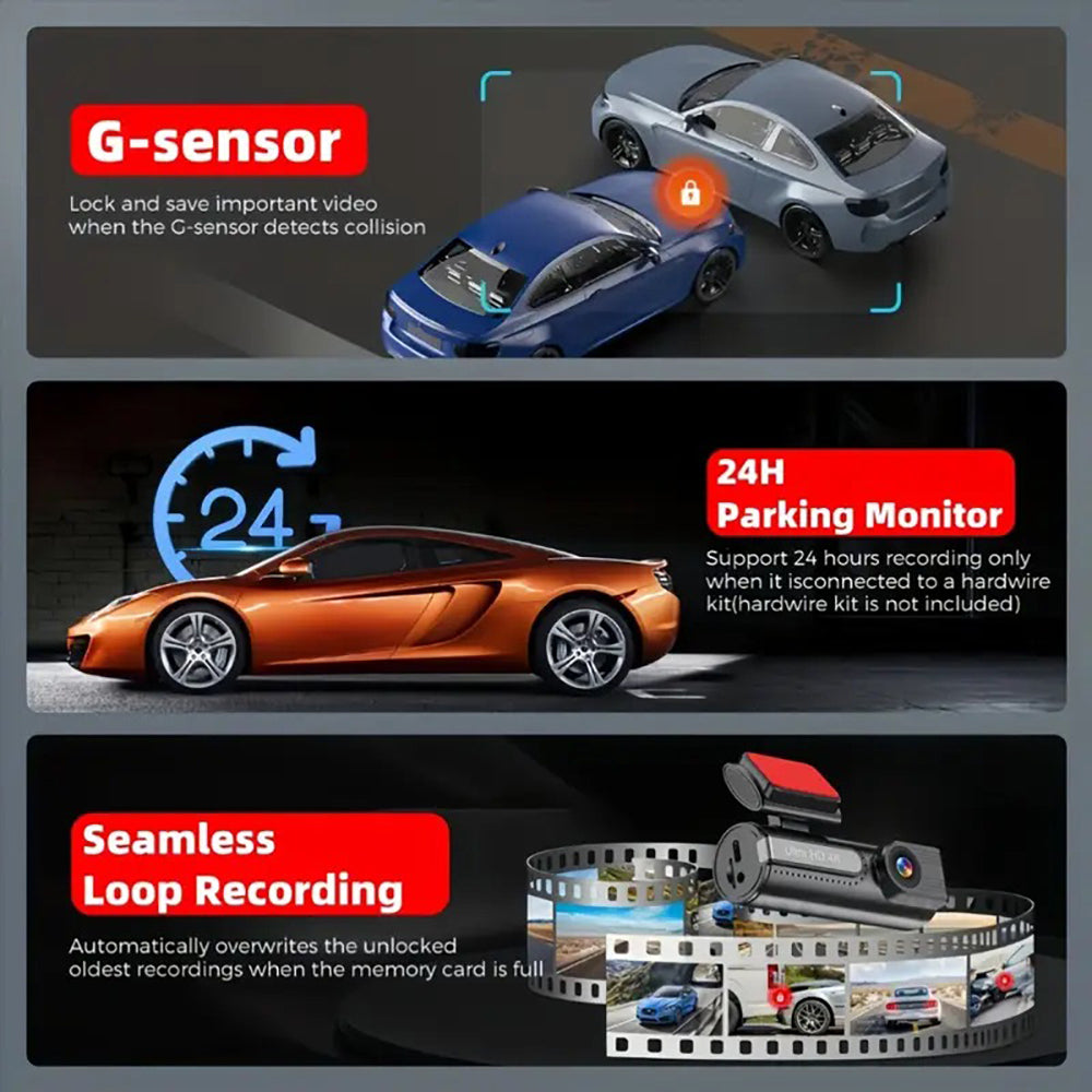 4K WiFi Car Dash Cam Dual Lens Wide Angle IPS Screen Night Vision Recording with 32GB Card - Image 4