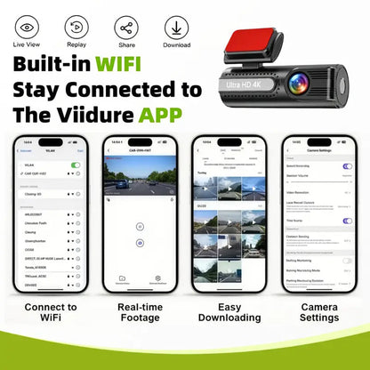 4K WiFi Car Dash Cam Dual Lens Wide Angle IPS Screen Night Vision Recording with 32GB Card - Image 7