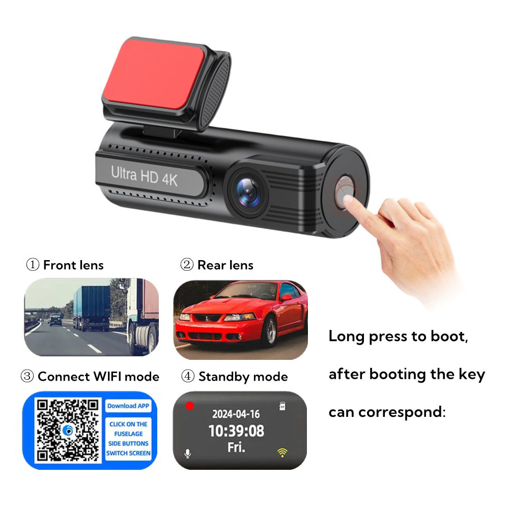 4K WiFi Car Dash Cam Dual Lens Wide Angle IPS Screen Night Vision Recording with 32GB Card - Image 8