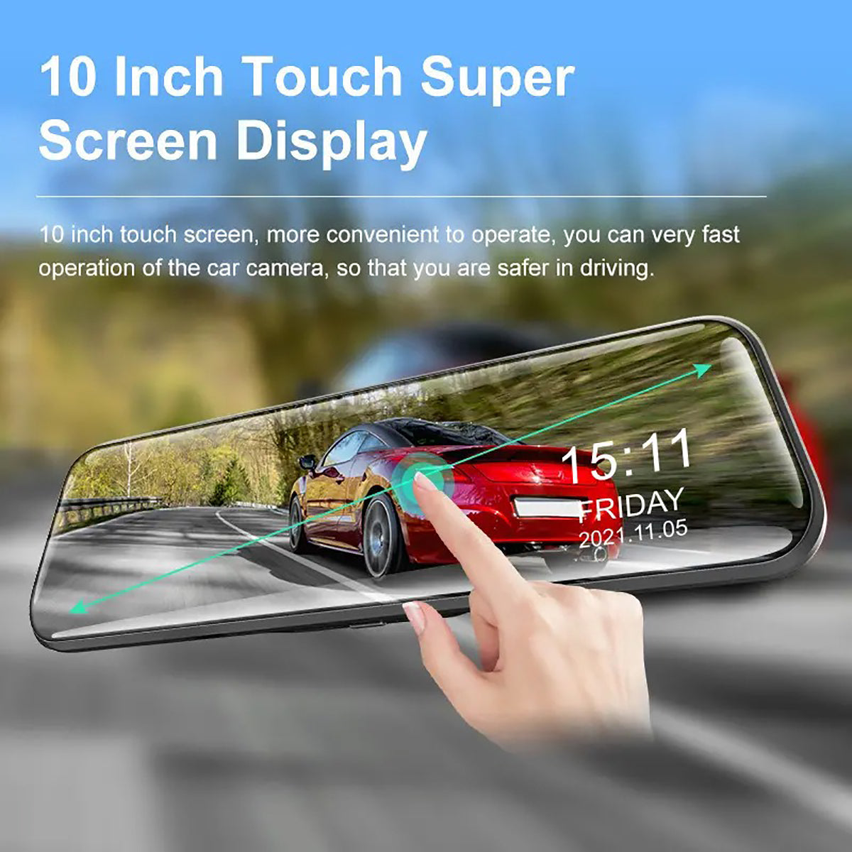 10” 4K Mirror Dash Cam, 2K Rear Camera, WiFi GPS ADAS BSD, Stream Media, 64GB Included - Image 4