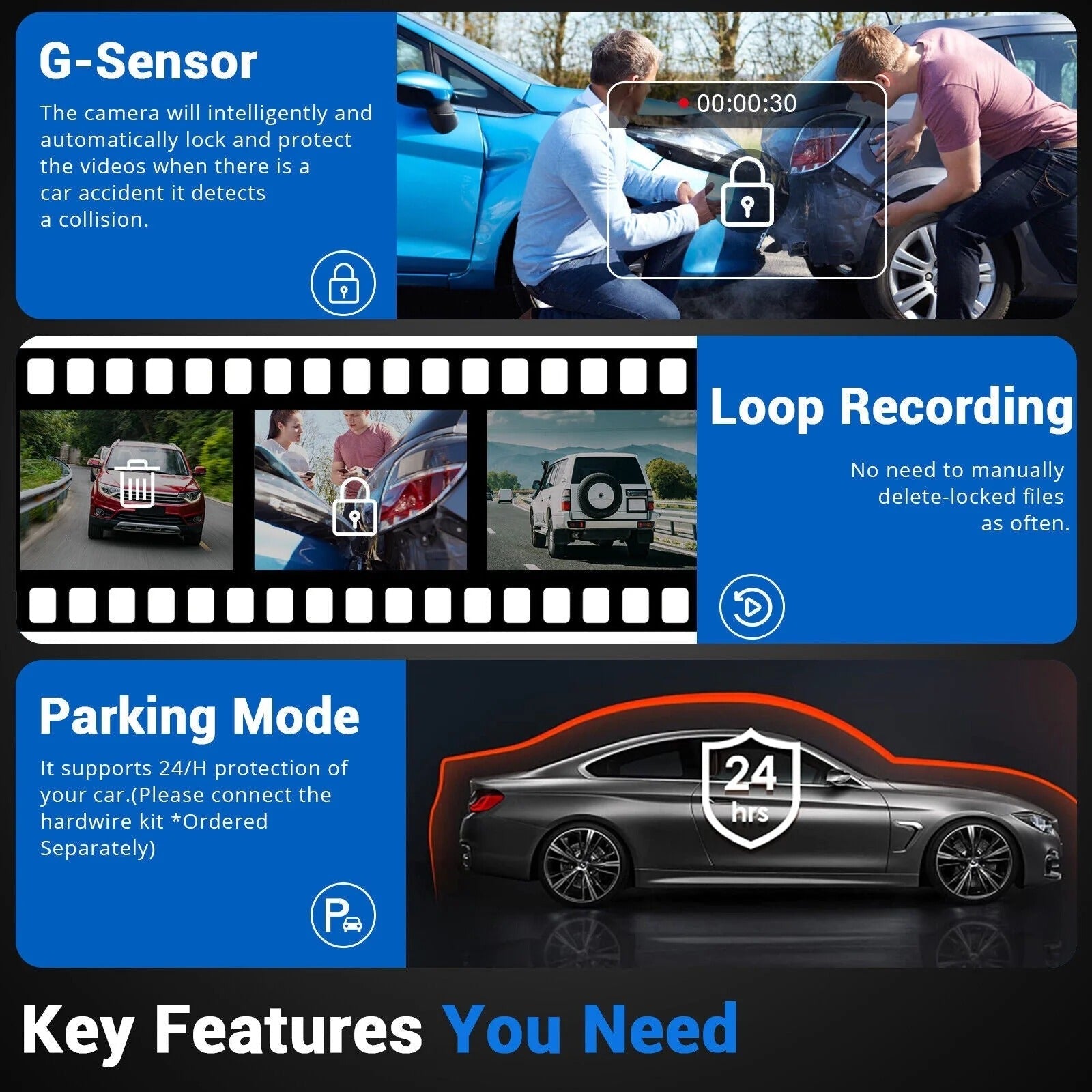 10” 4K Mirror Dash Cam, 2K Rear Camera, WiFi GPS ADAS BSD, Stream Media, 64GB Included - Image 6