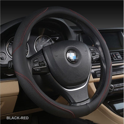 Universal Luxury Car 37-38cm Steering Wheel Cover PU Leather Non-slip Breathable (Black-blue) - Image 2
