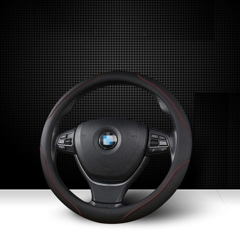Universal Luxury Car 37-38cm Steering Wheel Cover PU Leather Non-slip Breathable (Brown) - Image 3