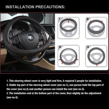 Universal Luxury Car 37-38cm Steering Wheel Cover PU Leather Non-slip Breathable (Brown) - Image 5