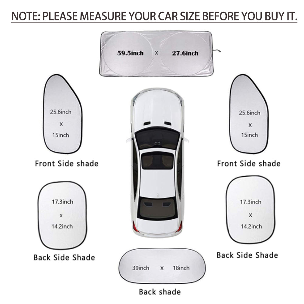 Set of 6 Auto Front Rear Windshield Side Window Sun Shade Car Visor Cover Block - Image 4