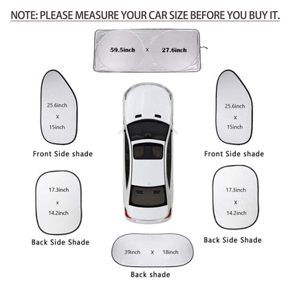 Set of 6 Auto Front Rear Windshield Side Window Sun Shade Car Visor Cover Block - Image 4
