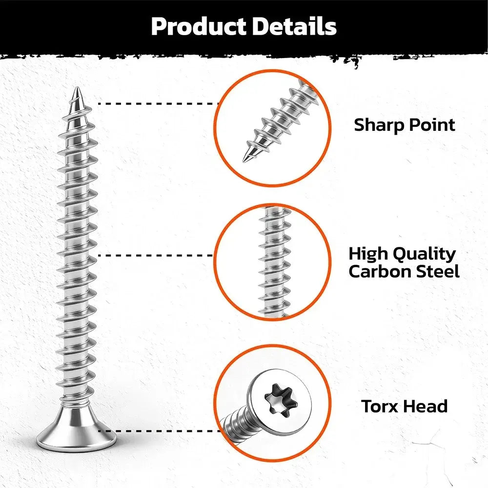 HORUSDY 324PCS Torx Wood Screws Assortment Kit Self Tapping with Storage Box - Image 3