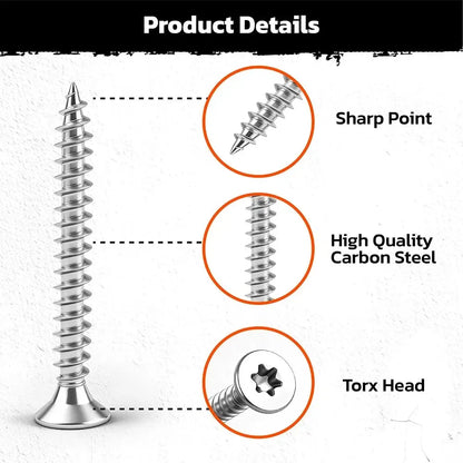 HORUSDY 324PCS Torx Wood Screws Assortment Kit Self Tapping with Storage Box - Image 3