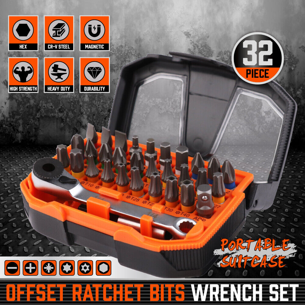 32Piece 1/4" Mini Double Head Screwdriver Bit and Ratchet Set CRV Steel Durable - Image 2