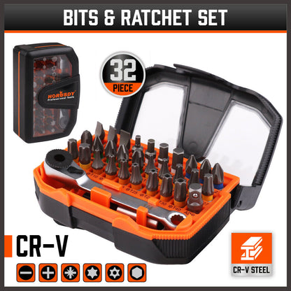32Piece 1/4" Mini Double Head Screwdriver Bit and Ratchet Set CRV Steel Durable - Image 5