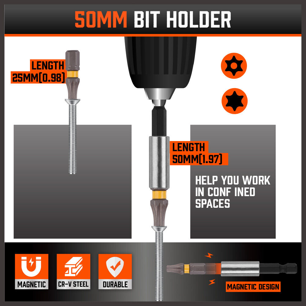 32Piece 1/4" Mini Double Head Screwdriver Bit and Ratchet Set CRV Steel Durable - Image 8