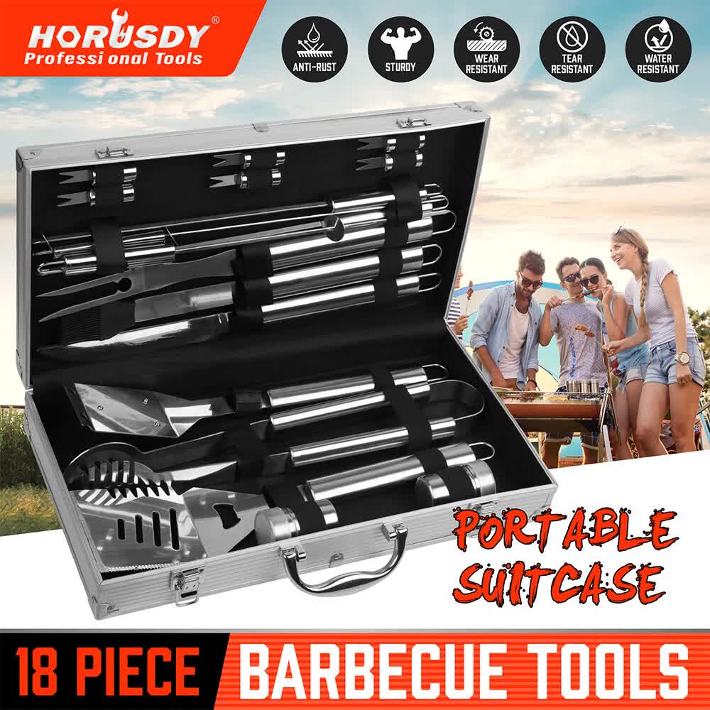 18Pcs BBQ Tool Set Stainless Steel Barbecue Utensil Cooking Grill Outdoor Cook - Image 2