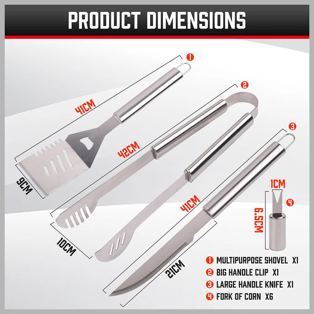 18Pcs BBQ Tool Set Stainless Steel Barbecue Utensil Cooking Grill Outdoor Cook - Image 4