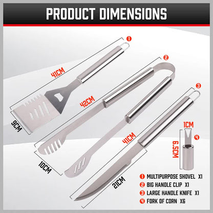 18Pcs BBQ Tool Set Stainless Steel Barbecue Utensil Cooking Grill Outdoor Cook - Image 4