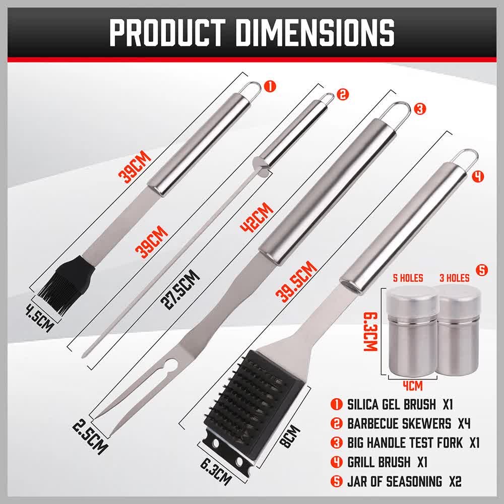18Pcs BBQ Tool Set Stainless Steel Barbecue Utensil Cooking Grill Outdoor Cook - Image 5