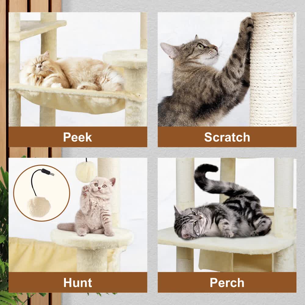 VaKa 184cm Road Cat Tree Tower Scratching Post Scratcher Condo with Big Hammock - Image 5